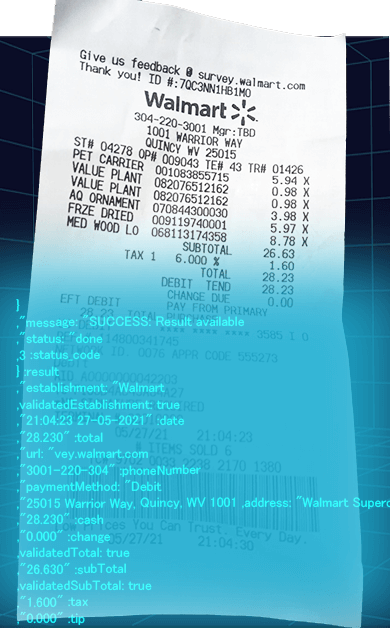 receipt OCR API by Tabscanner, an example of receipt data extraction