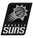 Phoenix Suns logo, a basketball with sun rays, over the team name