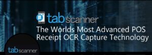 Tabscanner logo with a smartphone icon, "The Worlds Most Advanced POS Receipt OCR Capture Technology" text